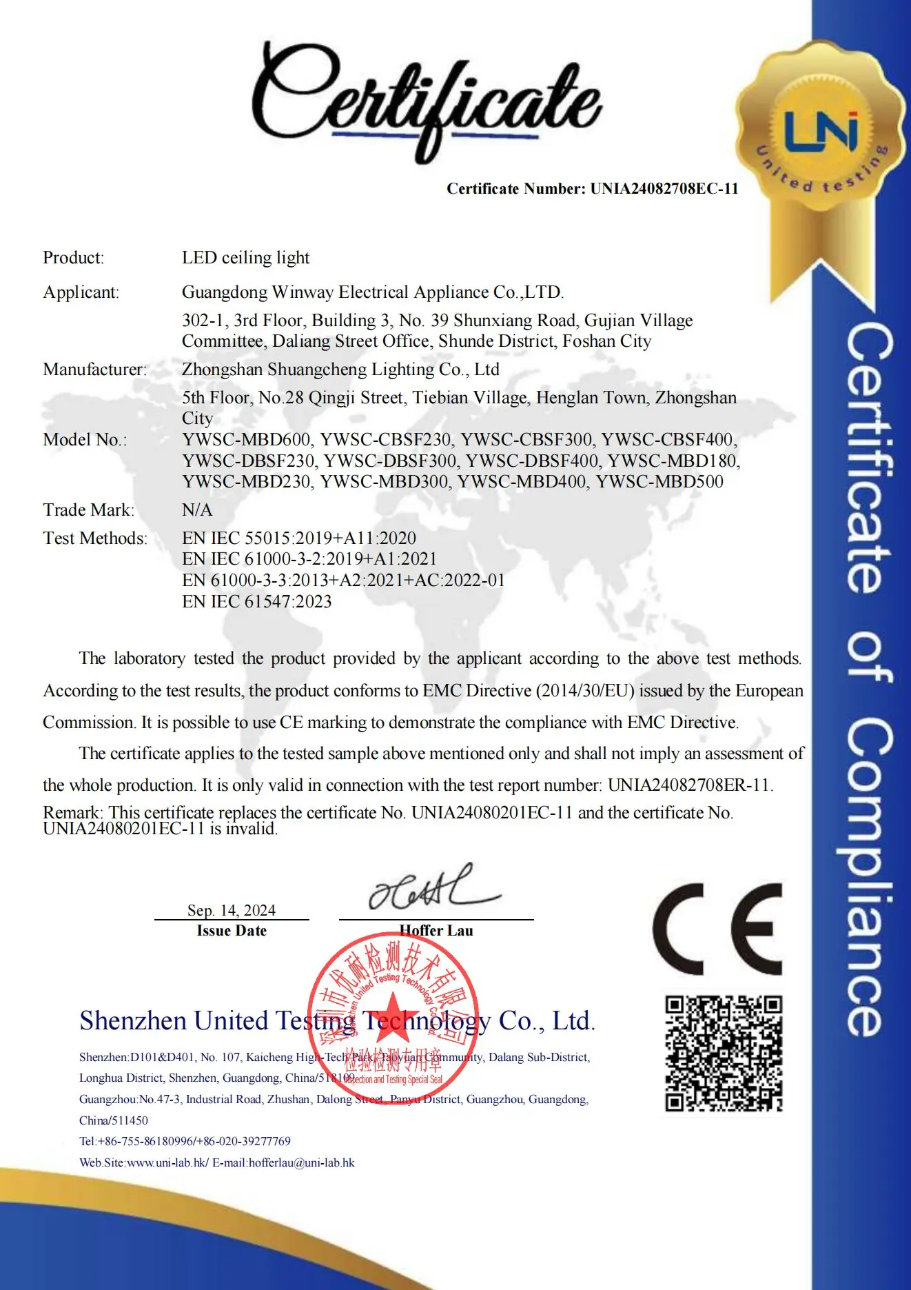 UNIA24082708EC-11 吸顶灯 CE-EMC 证书_00